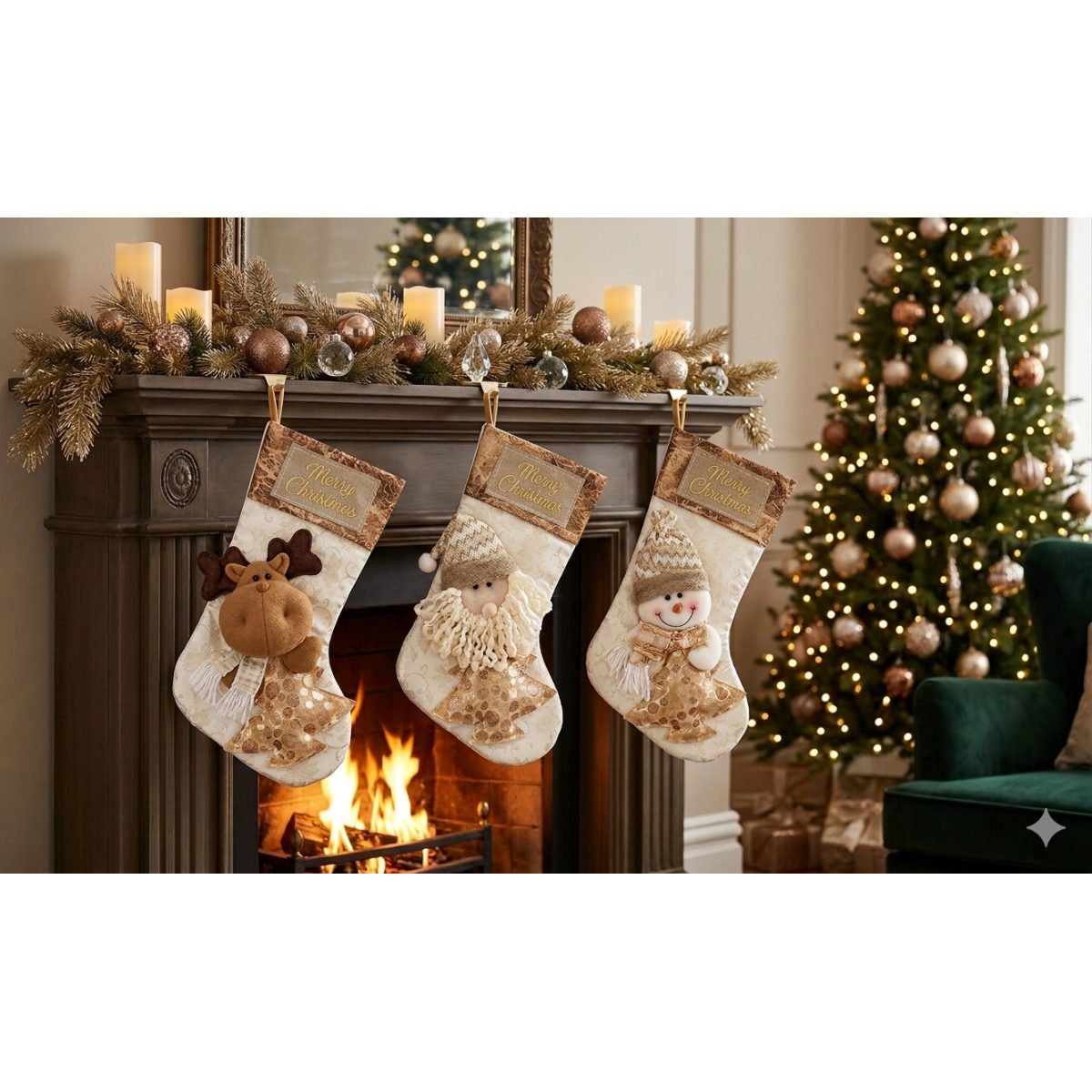 Botas blancas navideñas