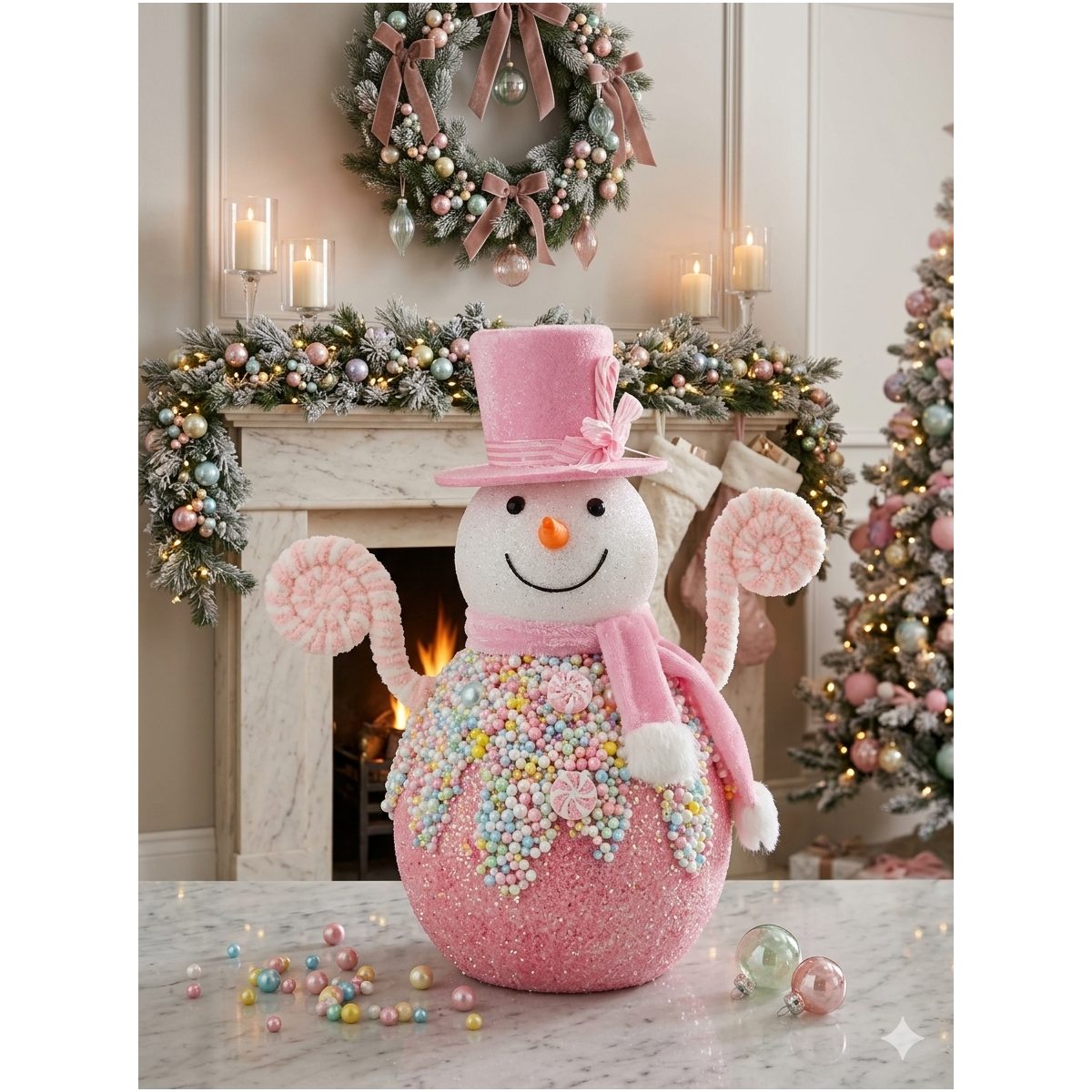 Muñeco de nieve rosa