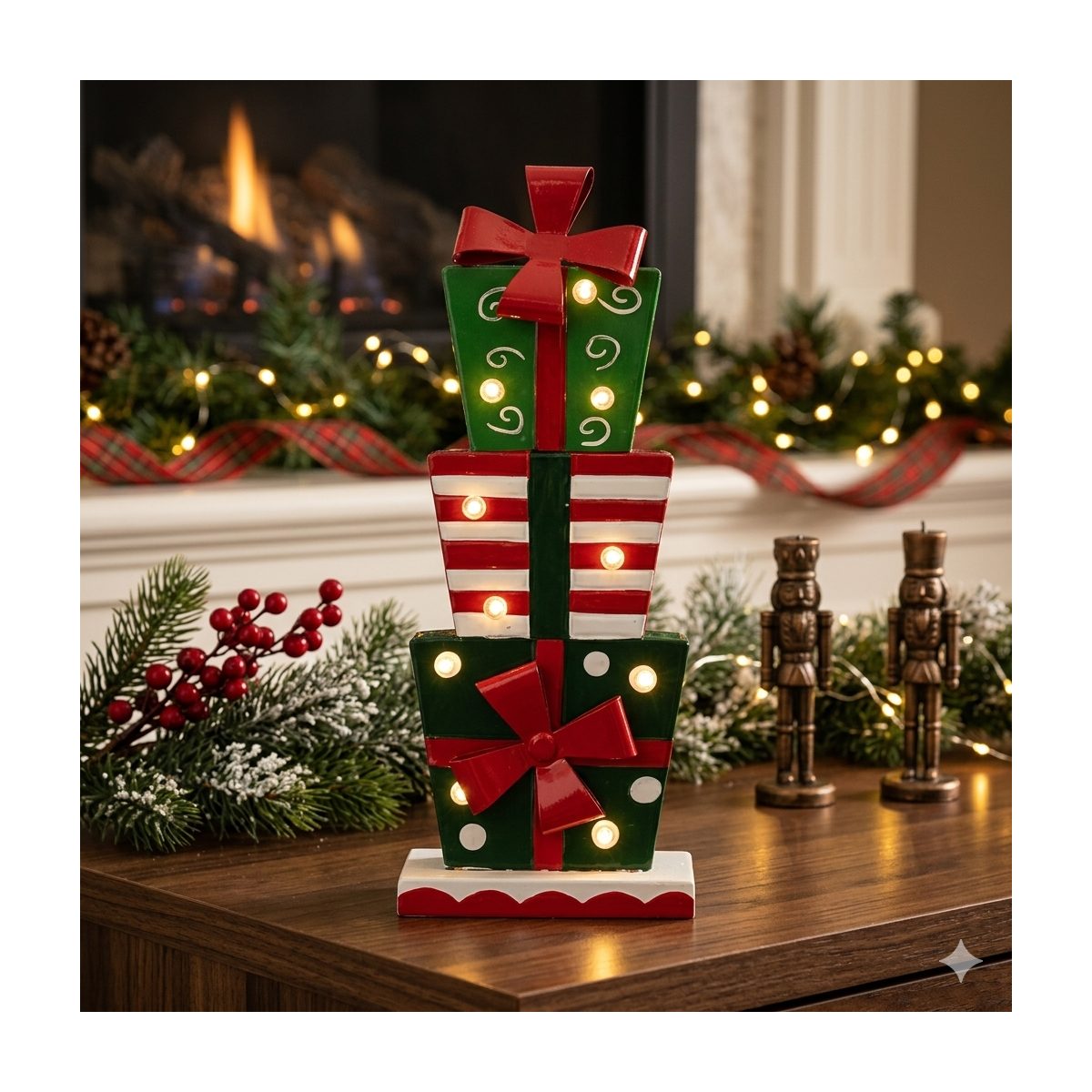 Regalos navideños apilados
