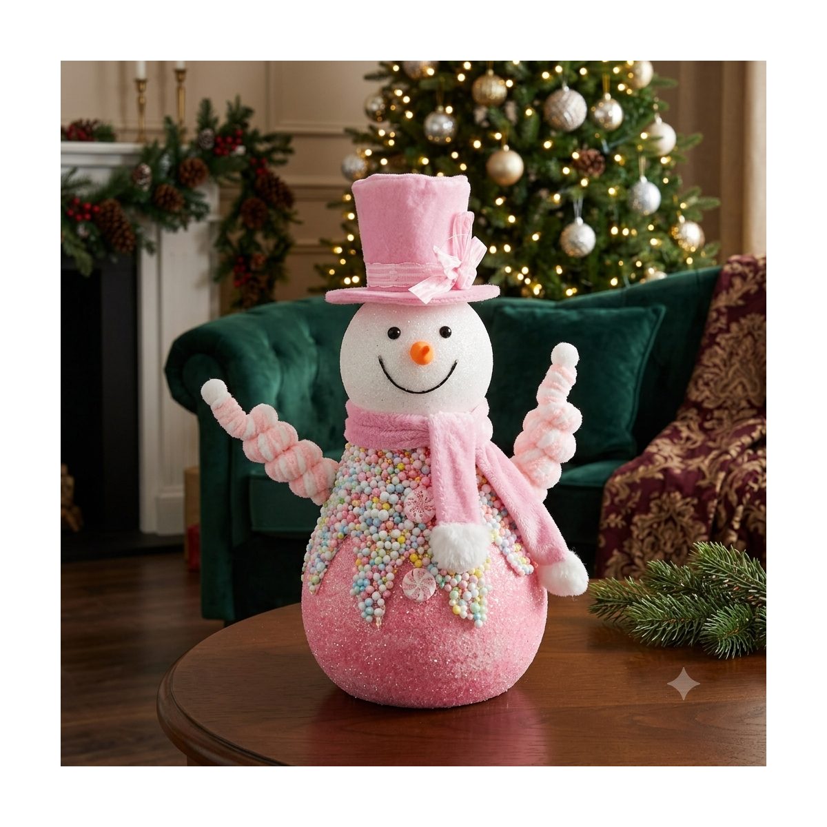 Muñeco de nieve rosa