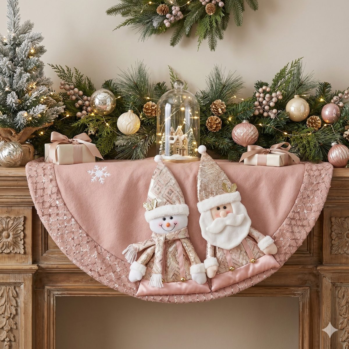 Pie de árbol navideño color rosa
