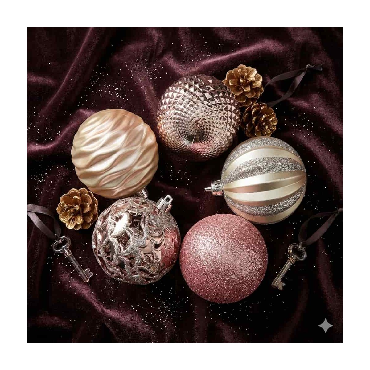 Esfera Navideña Rosa con Plateado
