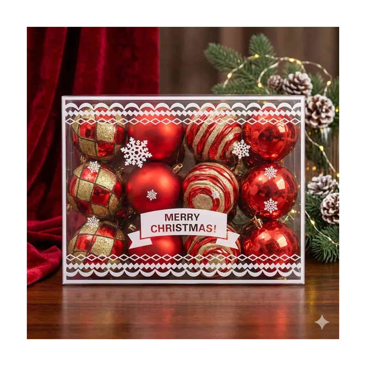 Esfera Navideño Rojo con acabado Brillante