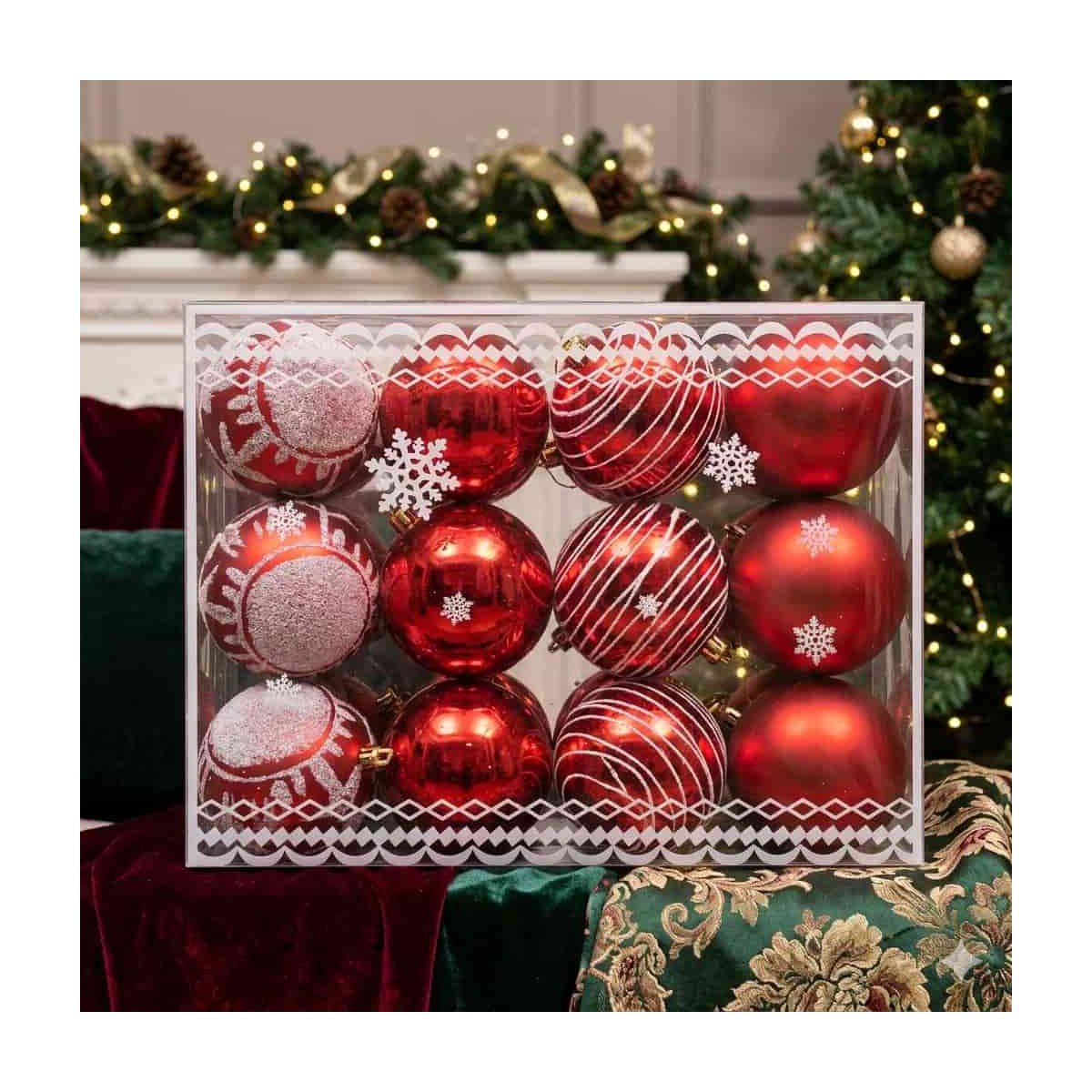 Esfera Navideño Rojo con Escarcha