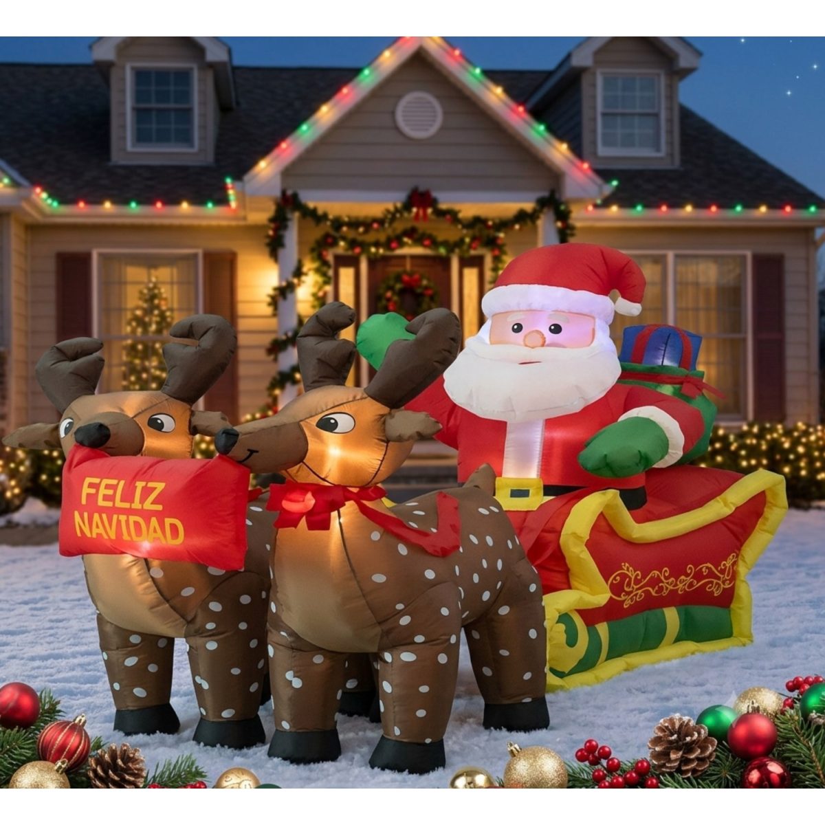 INFLABLE DE NAVIDAD SANTA TRINEO 150CM
