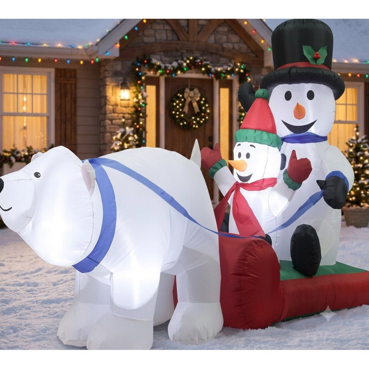 INFLABLE DE NAVIDAD OSO TRINEO C/MUSEO DE NIEVE 120CM
