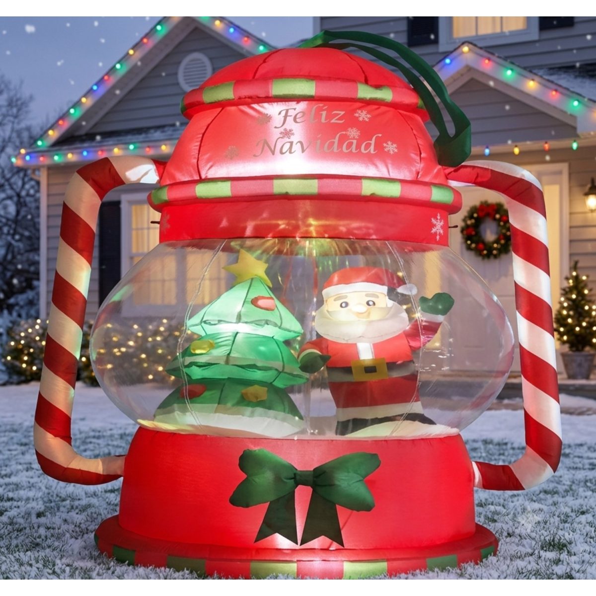 INFLABLE DE NAVIDAD FAROL DE ESFERA C/SANTA 180CM