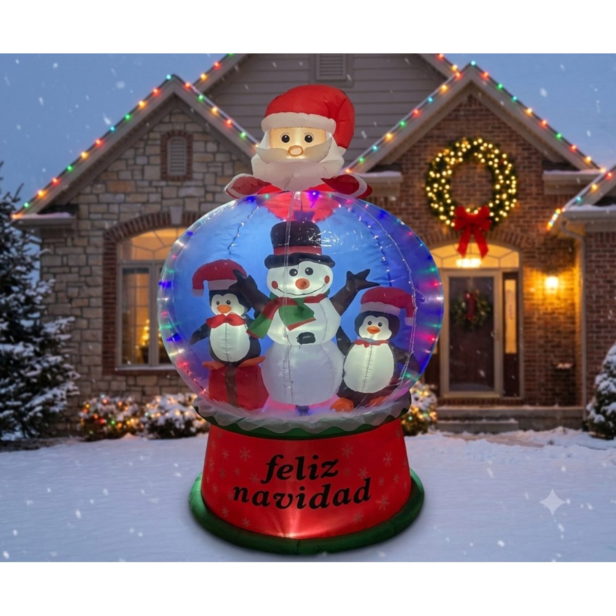 INFLABLE DE NAVIDAD ESFERA SANTA C/MU?ECO DE NIEVE 180CM