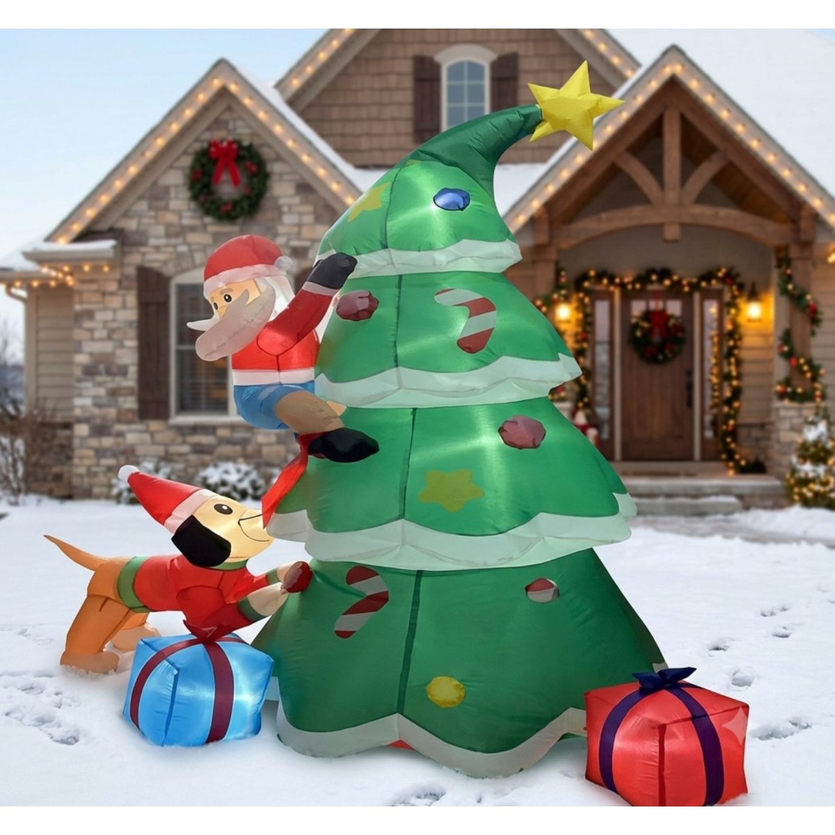 INFLABLE DE NAVIDAD ARBOL TEMBRAL C/PERRO Y SANTA 210CM