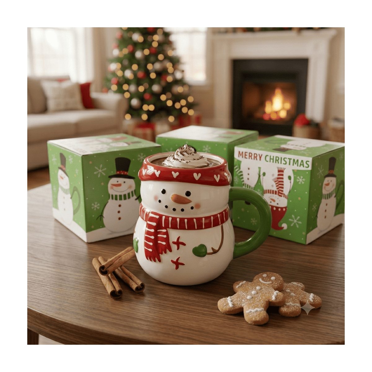 TAZA NAVIDEÑA MUÑECO DE NIEVE