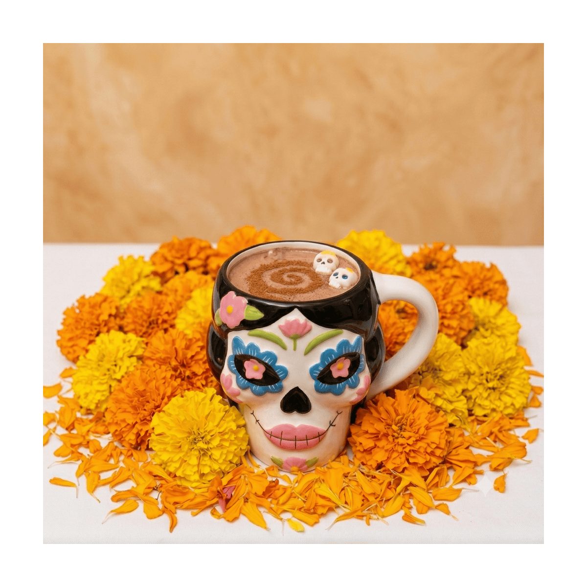 TAZA HALLOWEEN FLORES ROSAS
