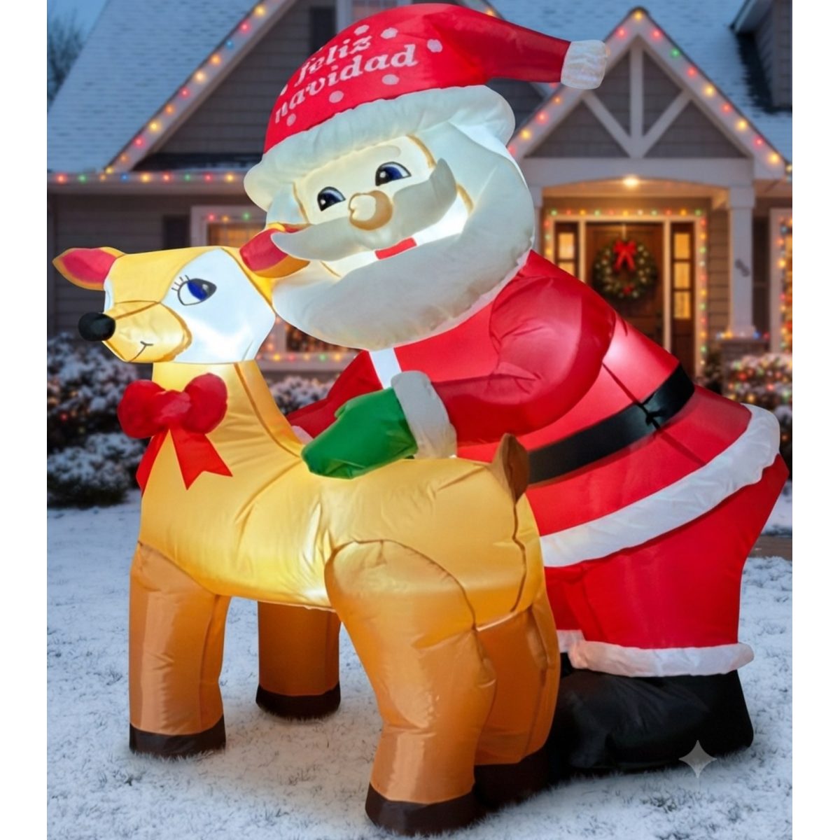 INFLABLE DE SANTA CON RENO 120CM