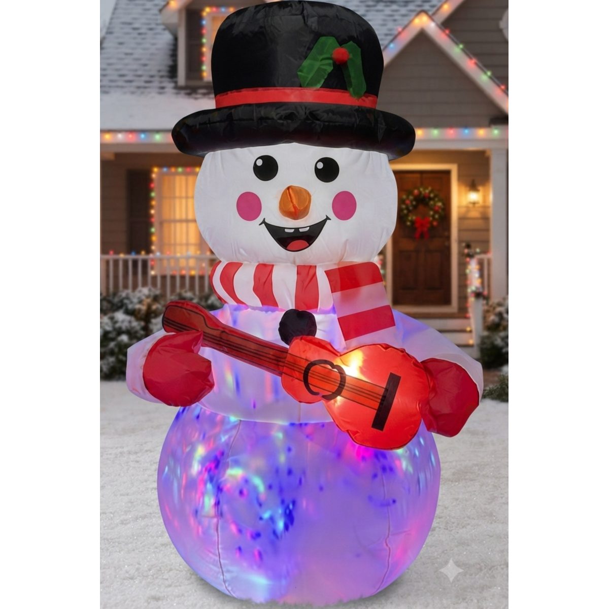 FIGURA DECORATIVA INFLABLE DE MUÑECO DE NIEVE 120CM