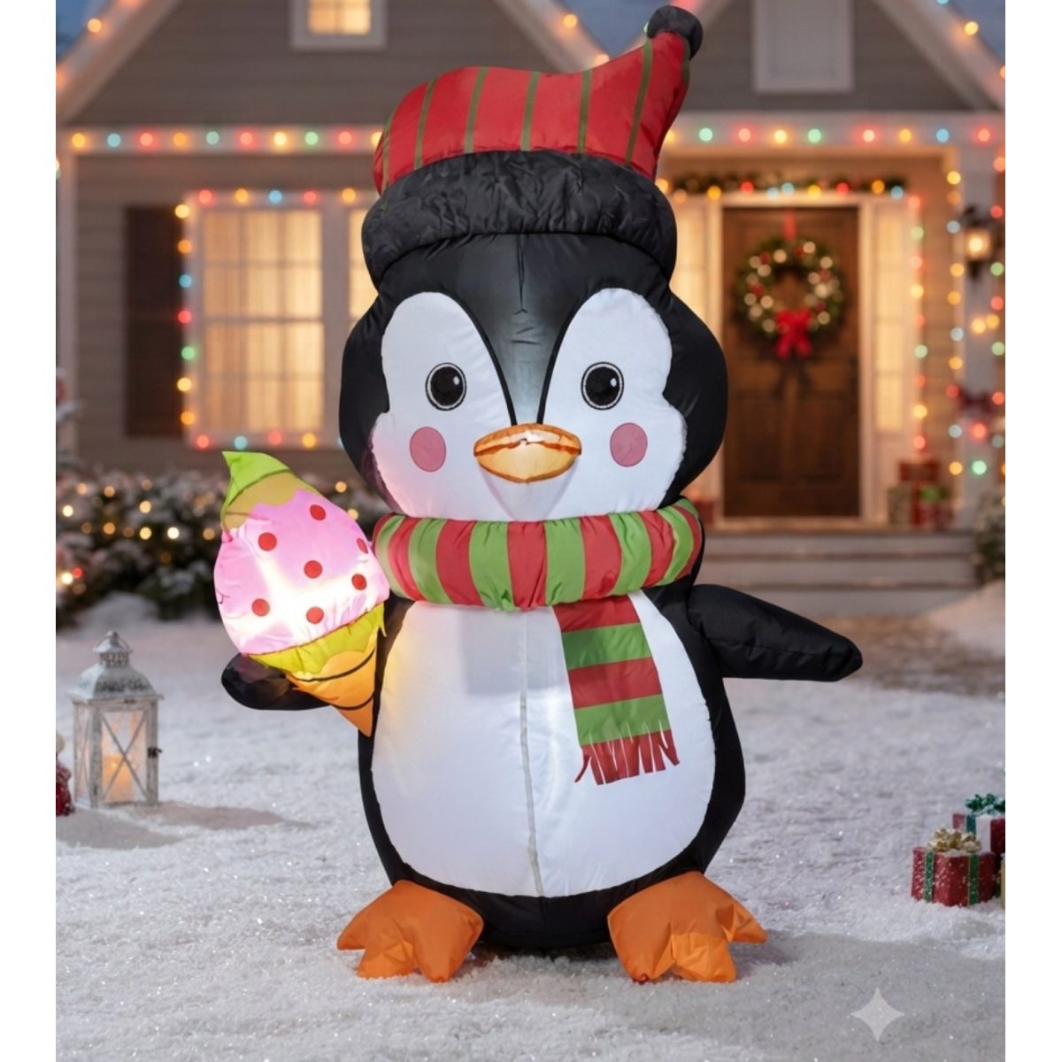 FIGURA DECORATIVA INFLABLE DE PINGÜINO TIEMBLA 120CM