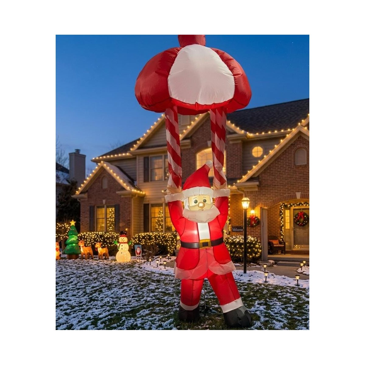 FIGURA DECORATIVA INFLABLE DE SANTA CON PARACAIDAS 100CM