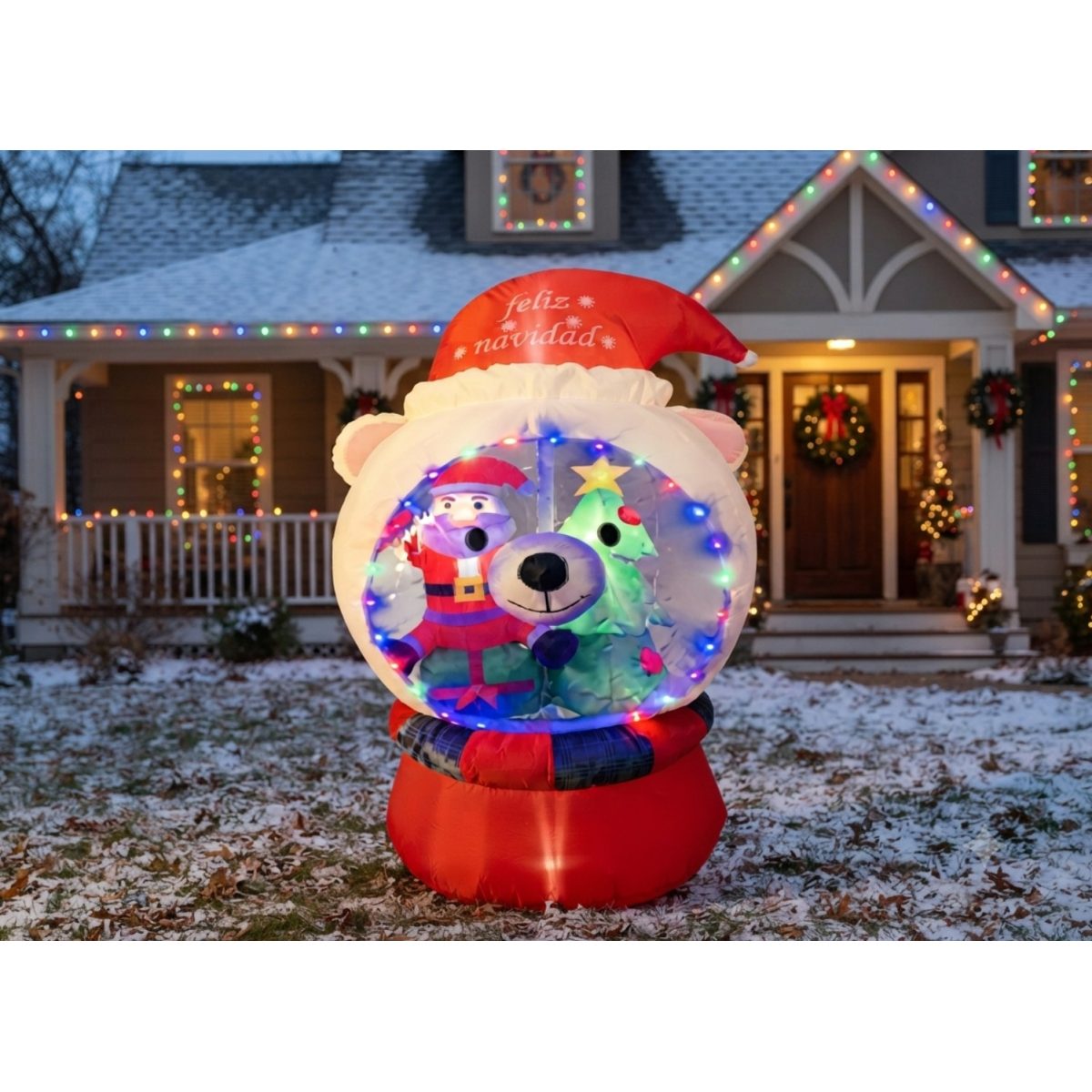 INFLABLE DE NAVIDAD ESFERA DE CARA DE OSO 180CM