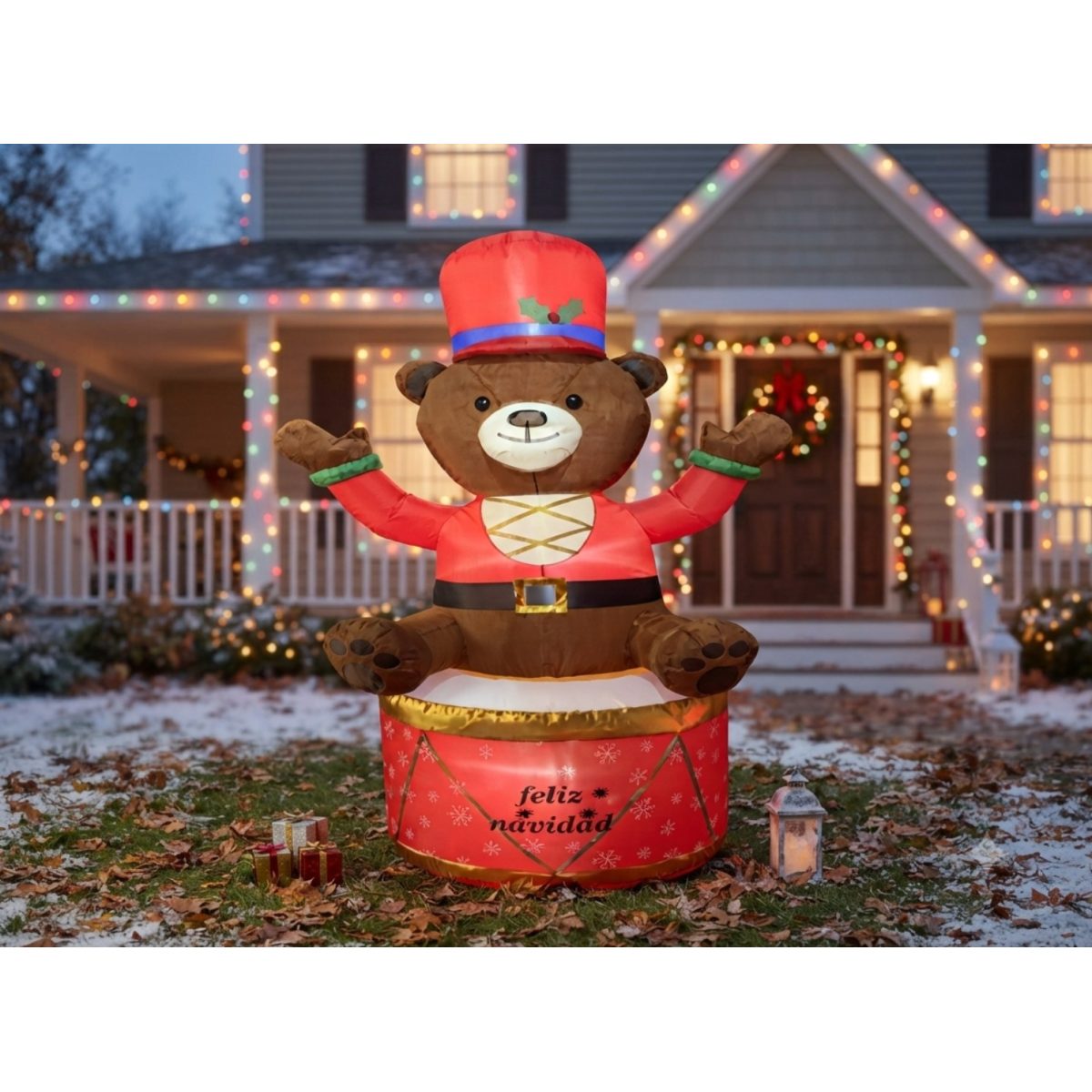 INFLABLE DE NAVIDAD OSO SENTADO EN TAMBOR 240CM