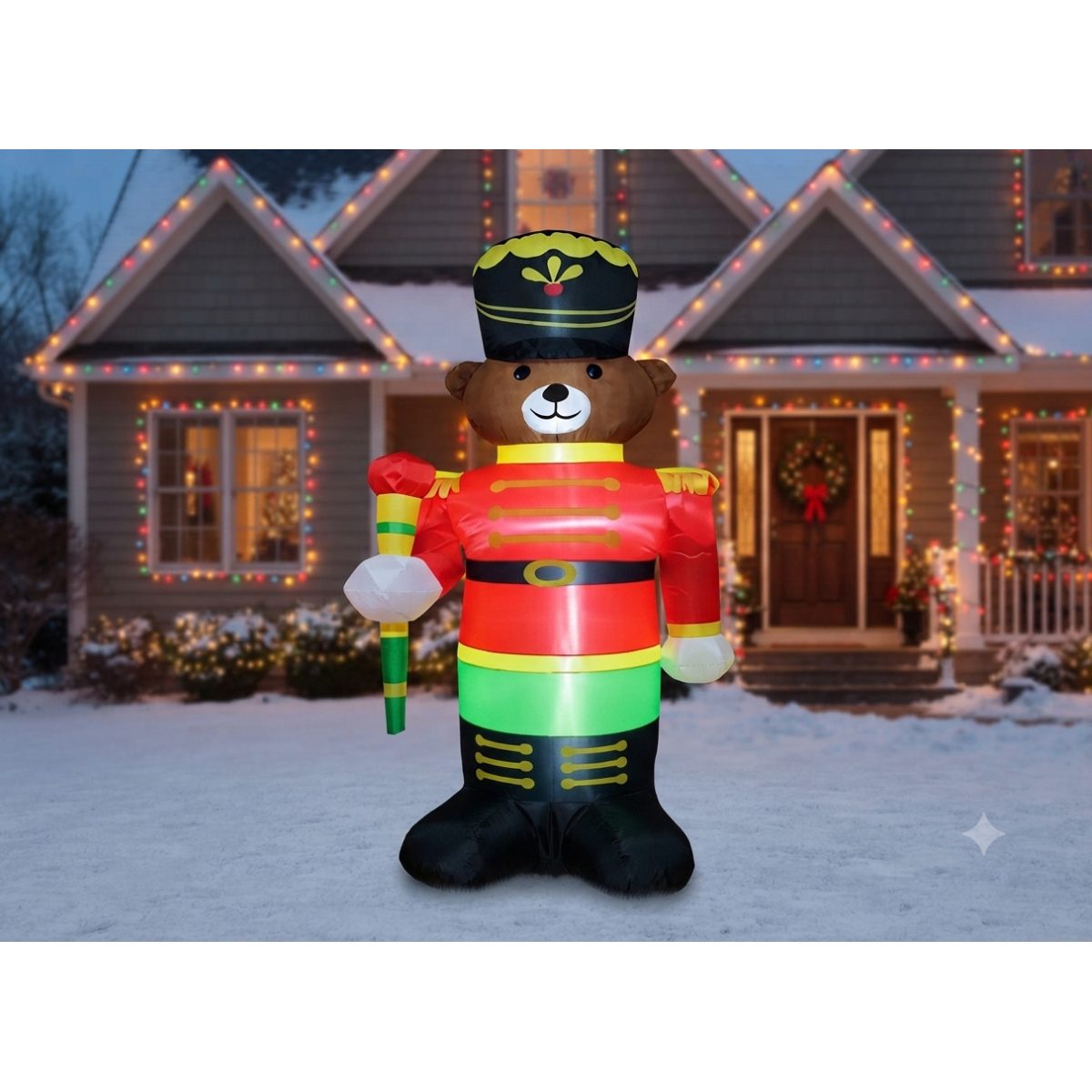 FIGURA DECORATIVA TIPO INFLABLE DE CASCANUECES DE OSO 240CM