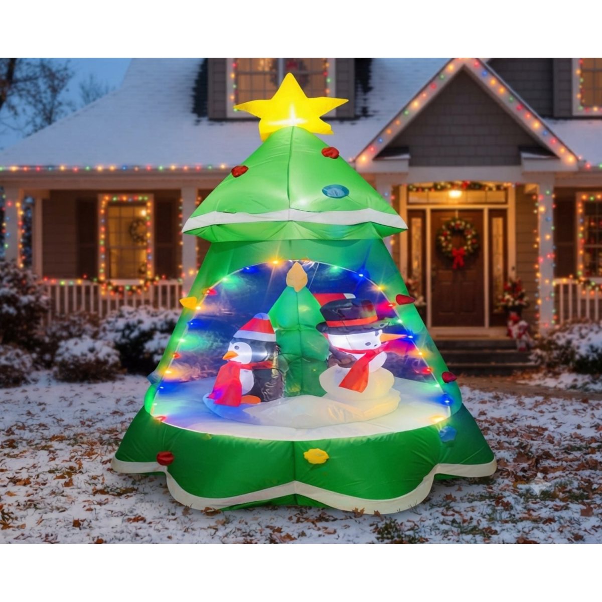 FIGURA DECORATIVA TIPO INFLABLE ARBOL CON ESFERAS 240CM