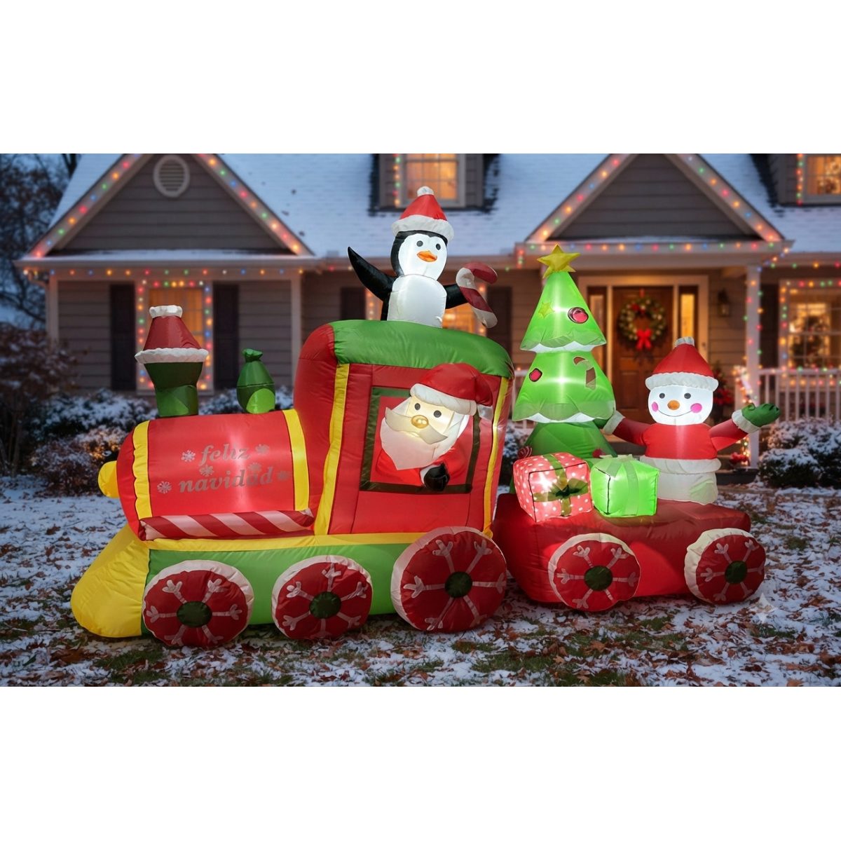 INFLABLE DE TREN Y SANTA 180CM