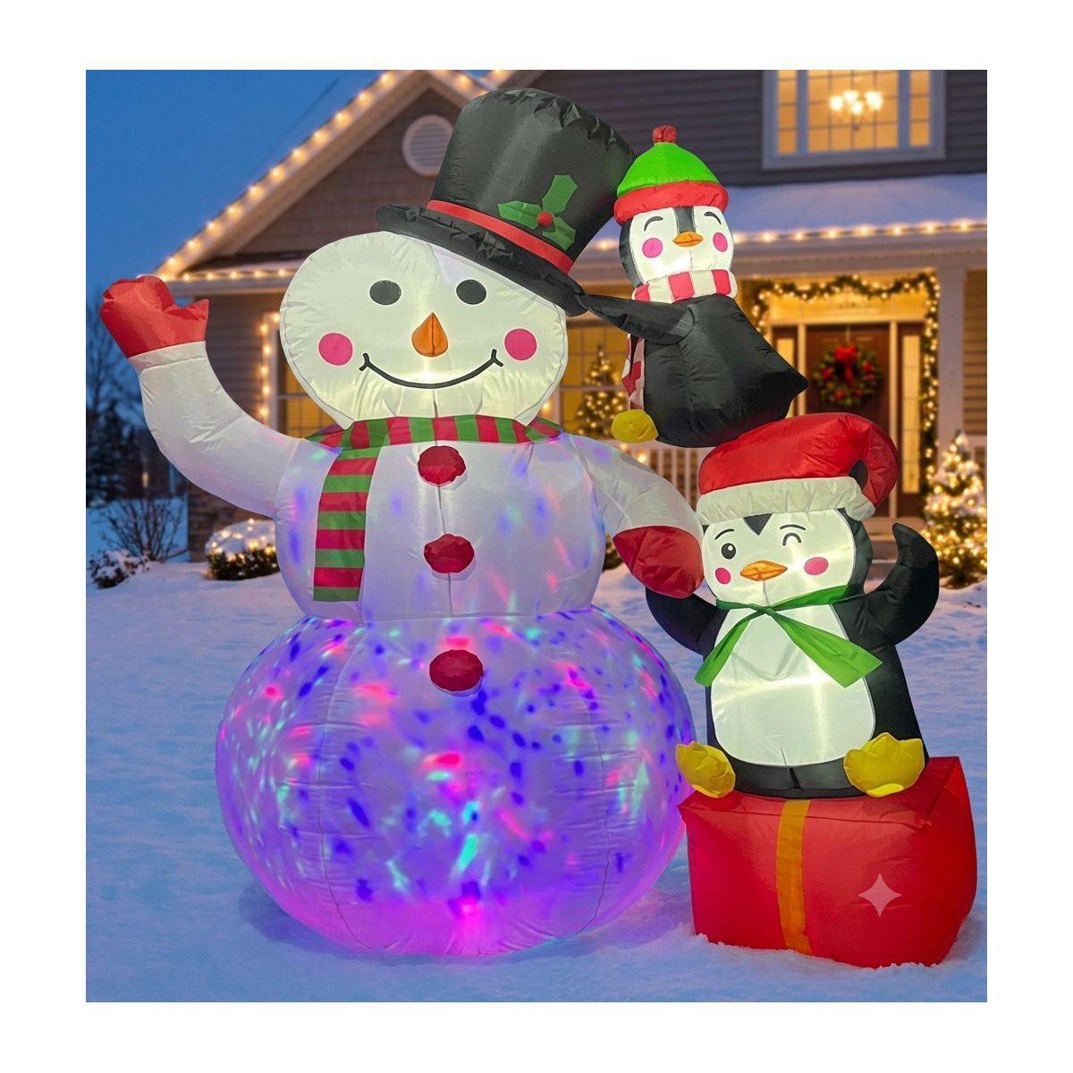 INFLABLE DE MU?ECO DE NIEVE C/MUSICA DE SENSORES 240CM