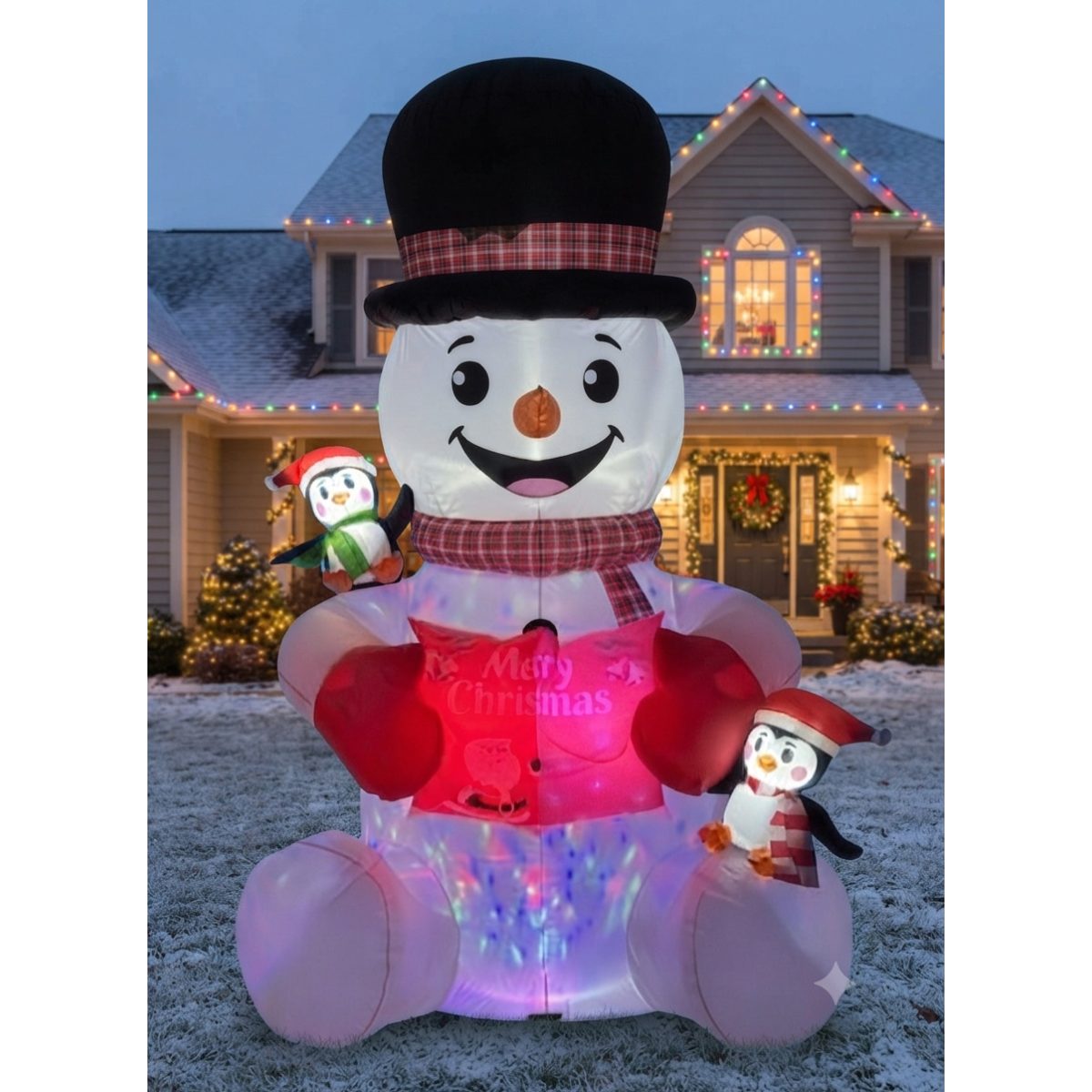 FIGURA DECORATIVA INFLABLE DE MUÑECO DE NIEVE 500CM
