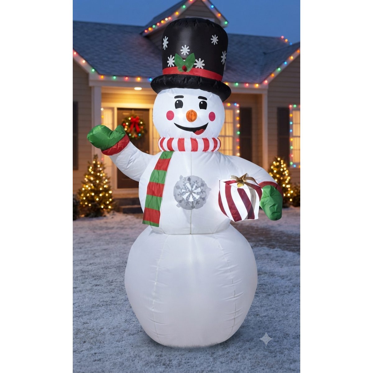 FIGURA DECORATIVA INFLABLE DE MUÑECO DE NIEVE 240CM