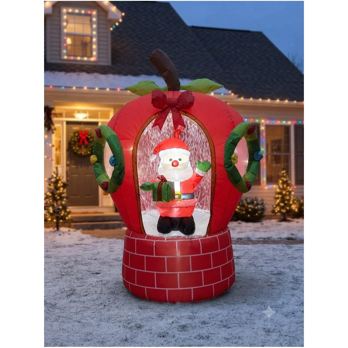 FIGURA DECORATIVA INFLABLE DE ESFERA CON SANTA 180CM