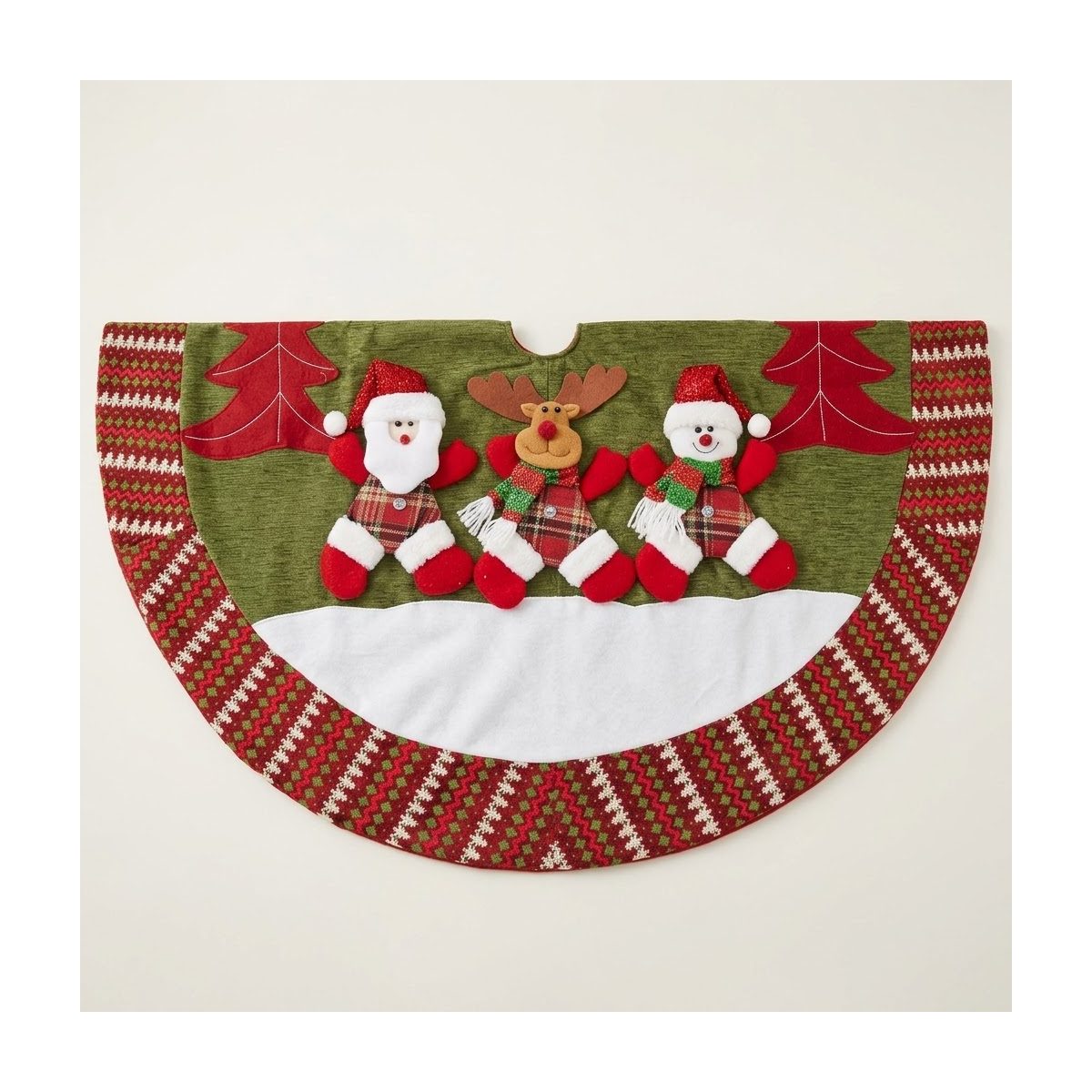 Pie de árbol navideño rojo y verde