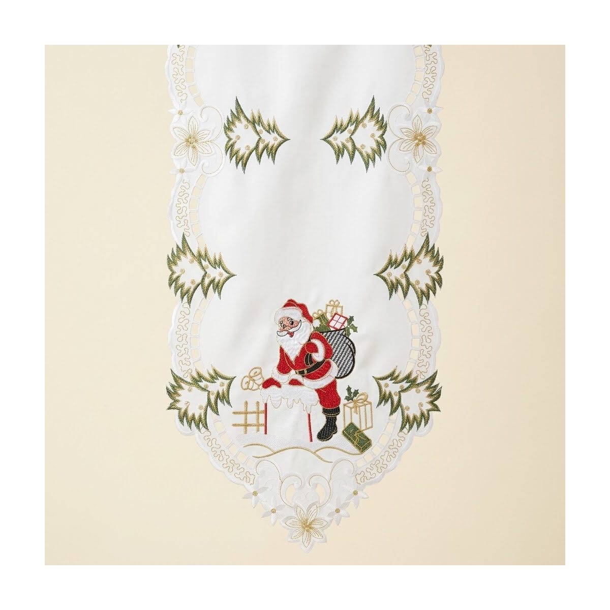 Camino de mesa blanco Santa Claus