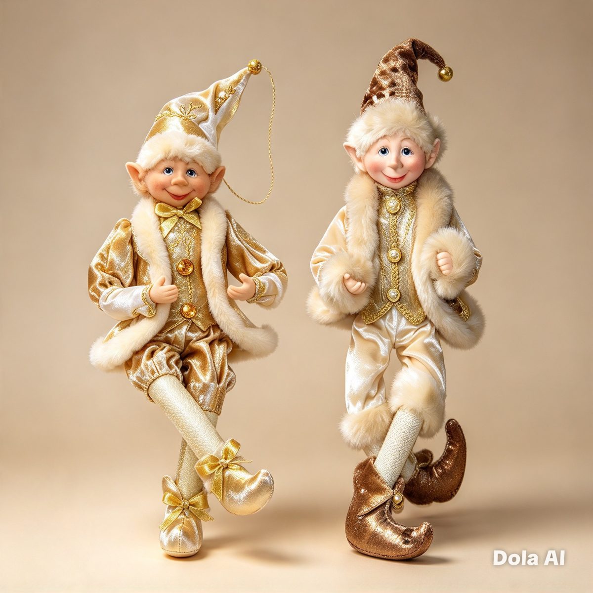 DUENDE PAREJA DORADO 43CM