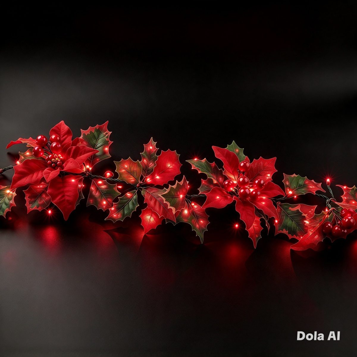 40L GUIRNALDA DE FLOR NOCHEBUENA LED'S MAGICA ROJO