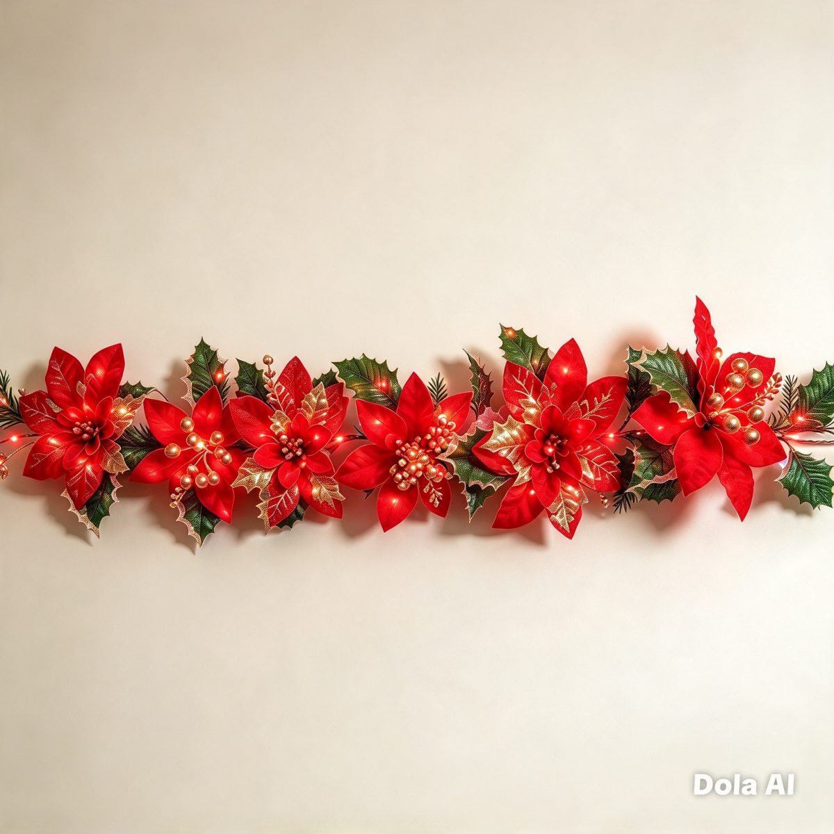 40L GUIRNALDA DE FLOR NOCHEBUENA LED'S MAGICA ROJO