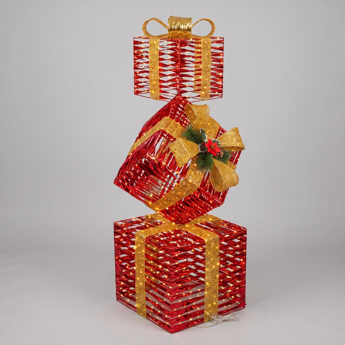 1200L FIGURA DE CAJA REGALO LED'S CALIDO-ROJO