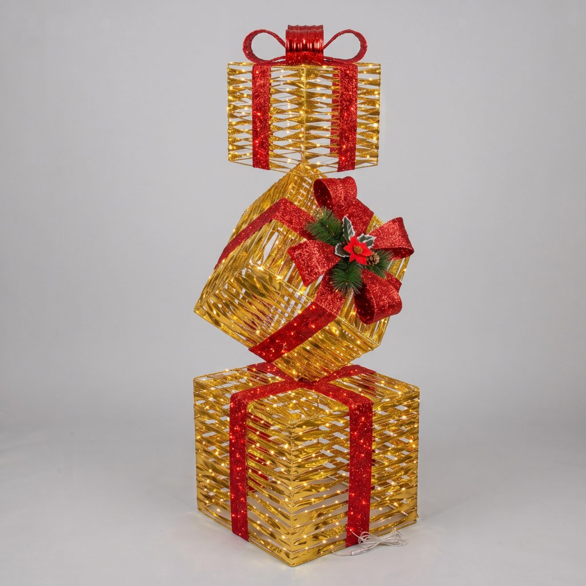 1200L FIGURA DE CAJA REGALO LED'S CALIDO-DORADO