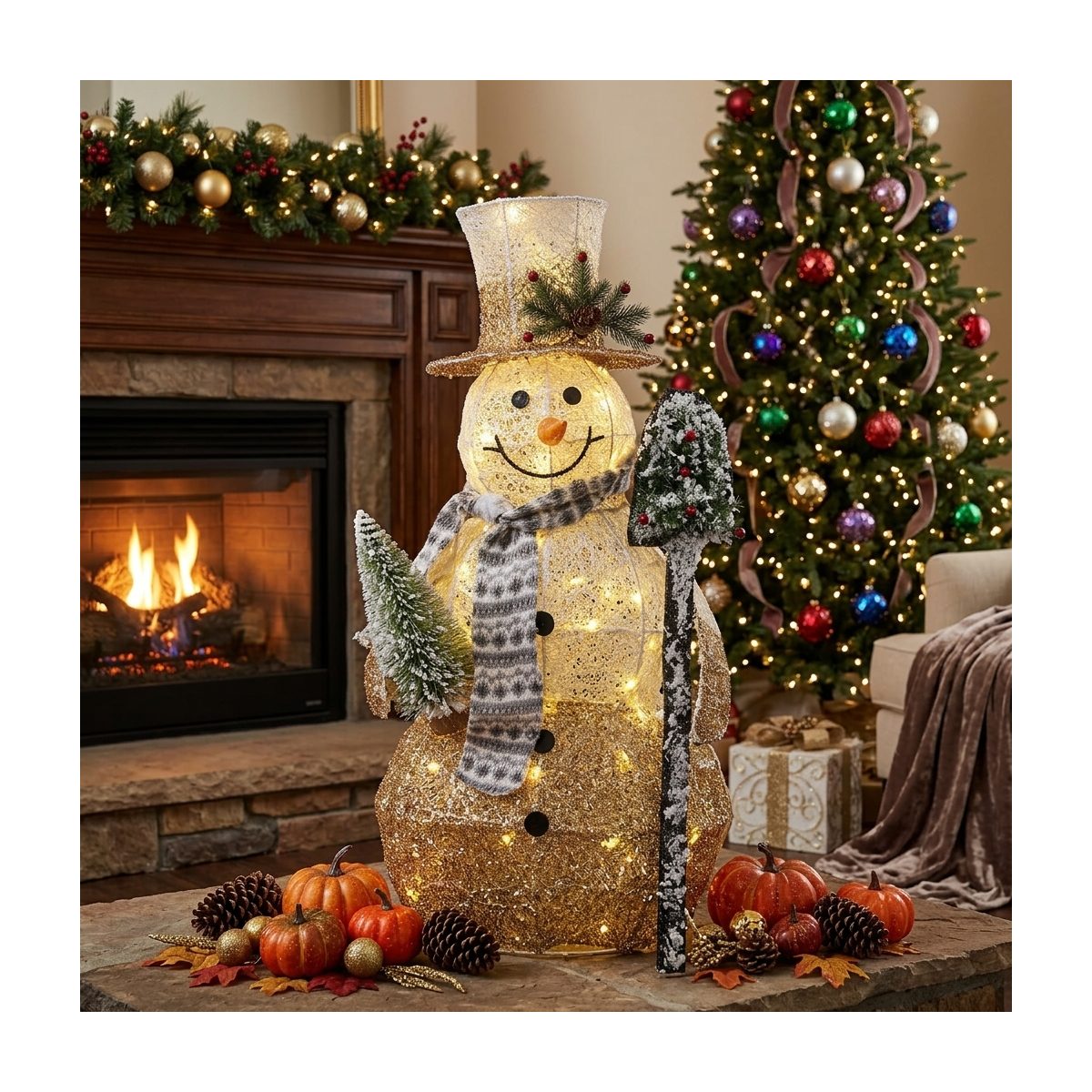 120L FIGURA DE MUÑECO DE NIEVE LEDS CALIDO