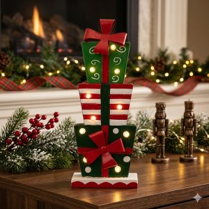 Regalos navideños apilados