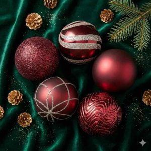 Esfera Navideño Rojo con Platiado