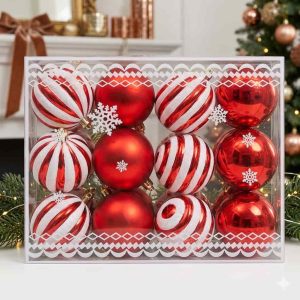 Esfera Navideño Rojo con Blanco