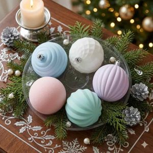 Esfera Navideña de Terciopelo Pastel