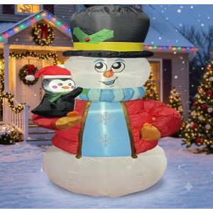 FIGURA DECORATIVA TIPO INFLABE DE MUÑECO CON PINGÜINO TEMBLAR 240CM