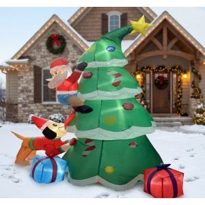 INFLABLE DE NAVIDAD ARBOL TEMBRAL C/PERRO Y SANTA 210CM