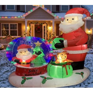 INFLABLE DE NAVIDAD COMBINACION DE SANTA Y ESFERA 180CM