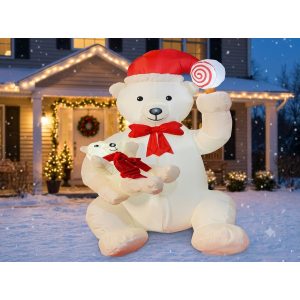 INFLABLE DE NAVIDAD OSO C/BEBE Y CARAMELO AFELPADO 180CM