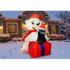 INFLABLE DE NAVIDAD OSITO C/PINGüINO AFELPADO 120CM