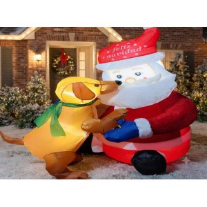 INFLABLE DE NAVIDAD SANTA CLAUS CON PERRITO 120CM