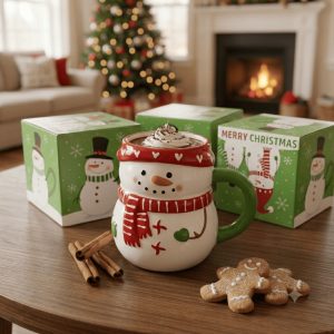 TAZA NAVIDEÑA MUÑECO DE NIEVE