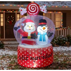 INFLABLE DE ESFERA SANTA Y MU?ECO DE NIEVE 75CM 12