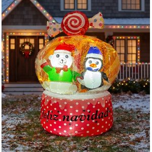 INFLABLE DE ESFERA MUÑECO DE NIEVE Y PINGüINO 75CM