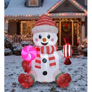 FIGURA DECORATIVA INFLABLE DE MUÑECO DE NIEVE 120CM